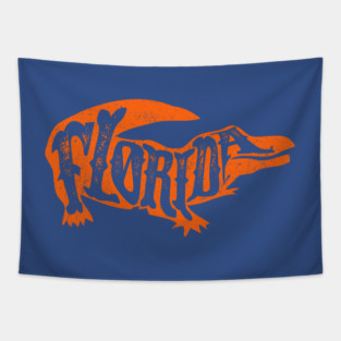 Orange Gator w/ Florida Cutout Tapestry