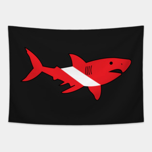 Great White Scuba Diver Tapestry