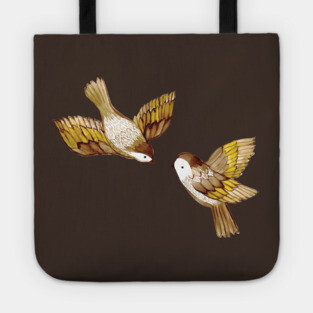 Two Birds Flying Sparrows Tote