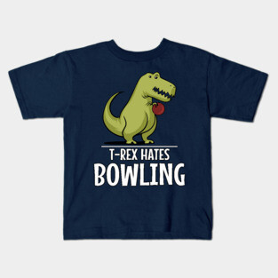 T-Rex Hates Bowling Funny Short Arms Kids T-Shirt