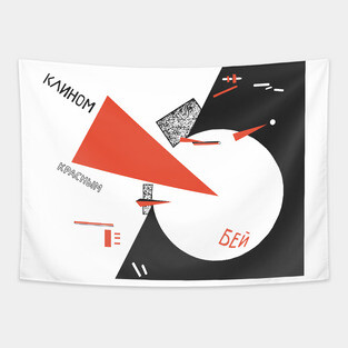 Red Wedge - Restored Soviet Propaganda, Constructivist, Communist, Russian Civil War, October Revolution Tapestry