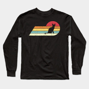Vintage Feline Chic - Retro Cat Tee Long Sleeve T-Shirt