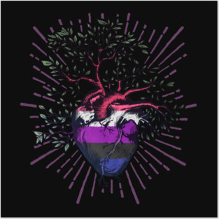 Genderfluid Heart Tree of Life Posters and Art