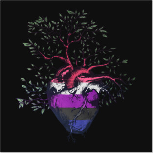 Genderfluid Heart Tree of Life Posters and Art