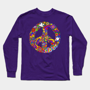 Rainbow Colors Peace Symbol Long Sleeve T-Shirt