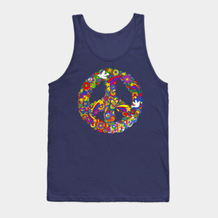 Rainbow Colors Peace Symbol Tank Top