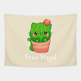 "catcus" cactus cat free hugs Tapestry