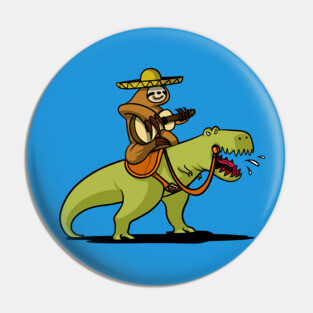 Mexican Sloth Riding T-Rex Dinosaur Pin