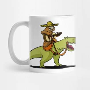 Mexican Sloth Riding T-Rex Dinosaur Mug