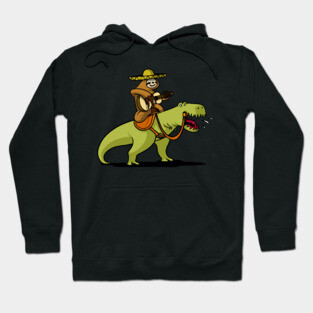 Mexican Sloth Riding T-Rex Dinosaur Hoodie