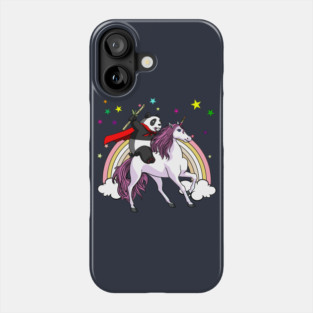 Panda Bear Riding Unicorn Funny Rainbow Phone Case