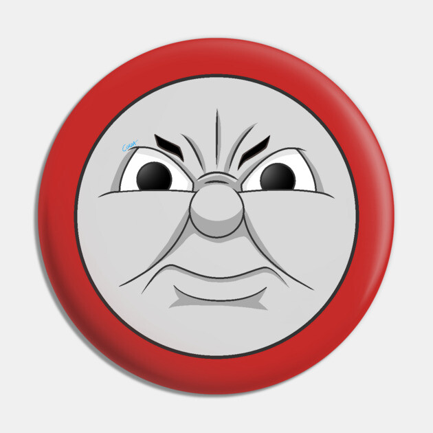James angry face Thomas Tank Engine Pin TeePublic
