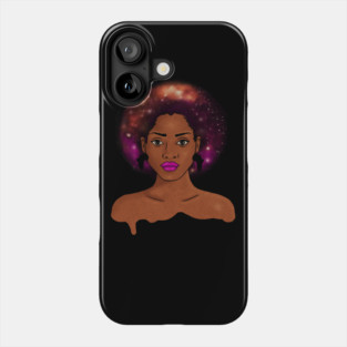Beautiful Afro African woman with Universe, Cosmos Phone Case