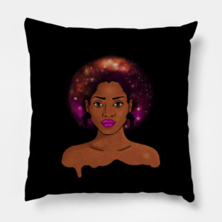 Beautiful Afro African woman with Universe, Cosmos Pillow