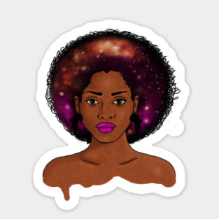 Beautiful Afro African woman with Universe, Cosmos Sticker