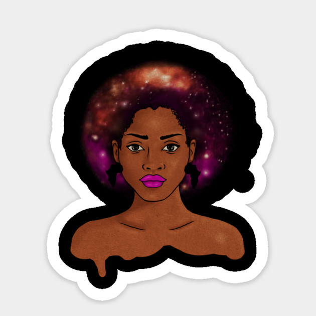 Beautiful Afro African woman with Universe, Cosmos Magnet by logiamerch