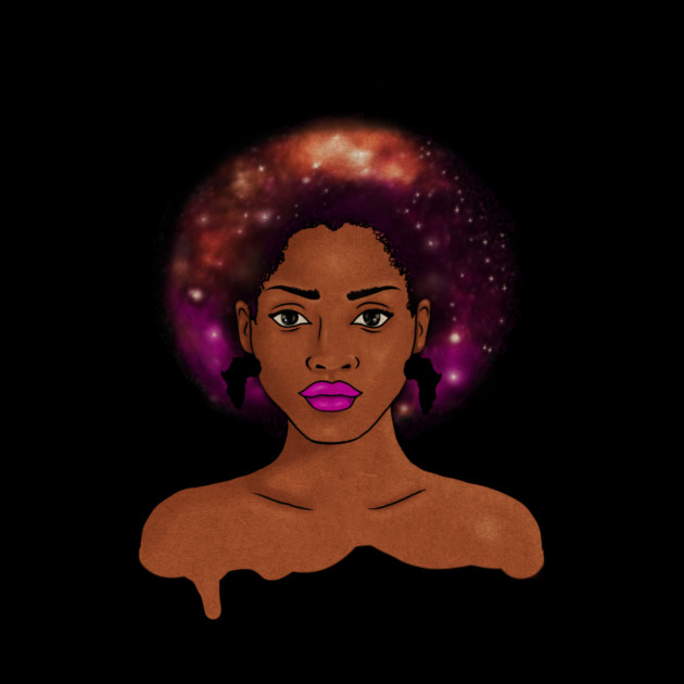 Beautiful Afro African woman with Universe, Cosmos by logiamerch