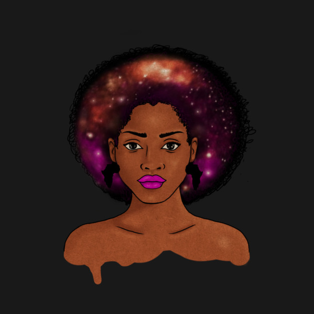 Beautiful Afro African woman with Universe, Cosmos by logiamerch