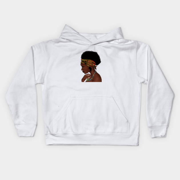 Proud African Woman with West African Pattern Kids Hoodie by logiamerch