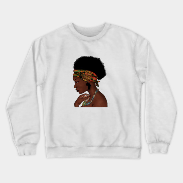 Proud African Woman with West African Pattern Crewneck Sweatshirt by logiamerch
