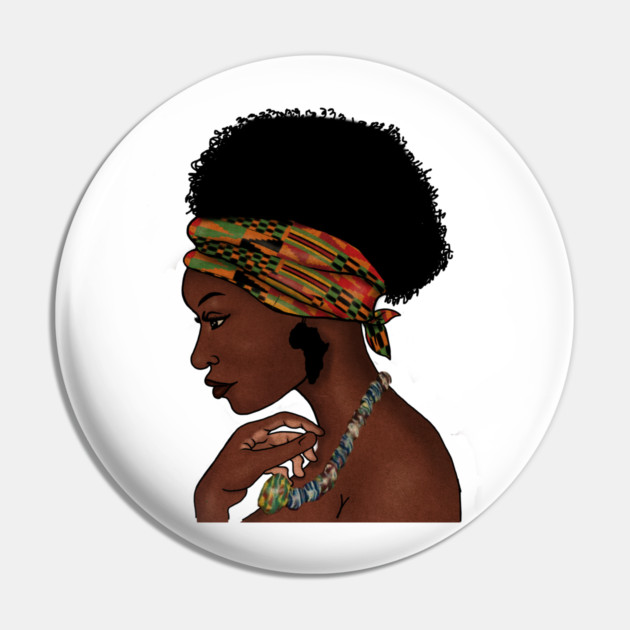 Proud African Woman with West African Pattern Pin by logiamerch