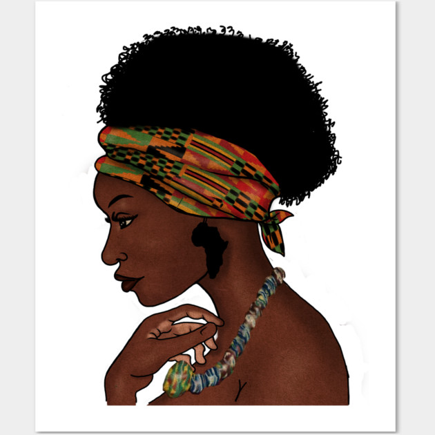 Proud African Woman with West African Pattern Wall Art by logiamerch