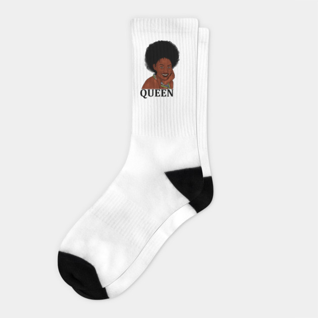 Afro Queen, African Woman, Melanin Black Pride Socks by logiamerch