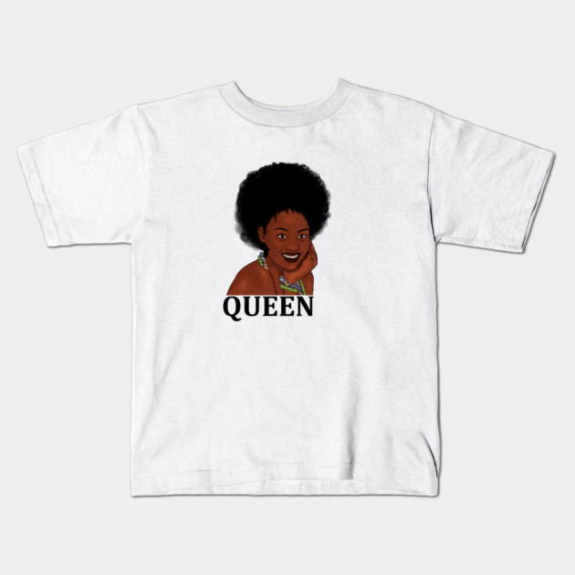 Afro Queen, African Woman, Melanin Black Pride Kids T-Shirt by logiamerch