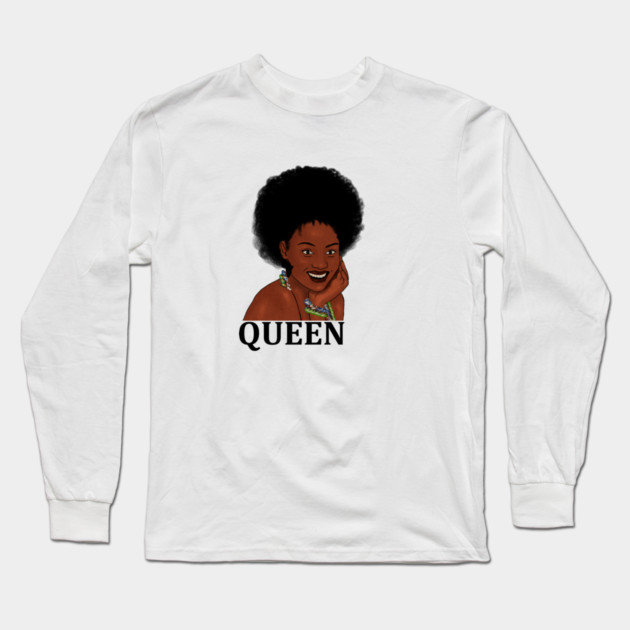 Afro Queen, African Woman, Melanin Black Pride Long Sleeve T-Shirt by logiamerch