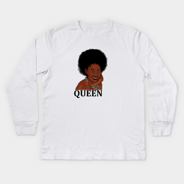 Afro Queen, African Woman, Melanin Black Pride Kids Long Sleeve T-Shirt by logiamerch