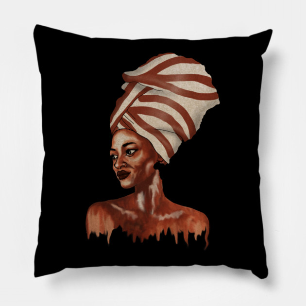 Beautiful African woman Dripping Melanin Pillow by logiamerch
