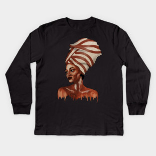 Beautiful African woman Dripping Melanin Kids Long Sleeve T-Shirt