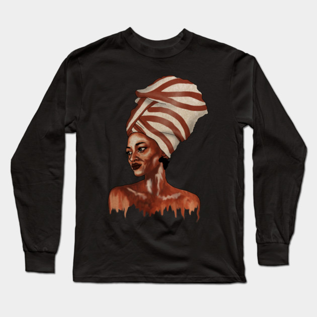 Beautiful African woman Dripping Melanin Long Sleeve T-Shirt by logiamerch