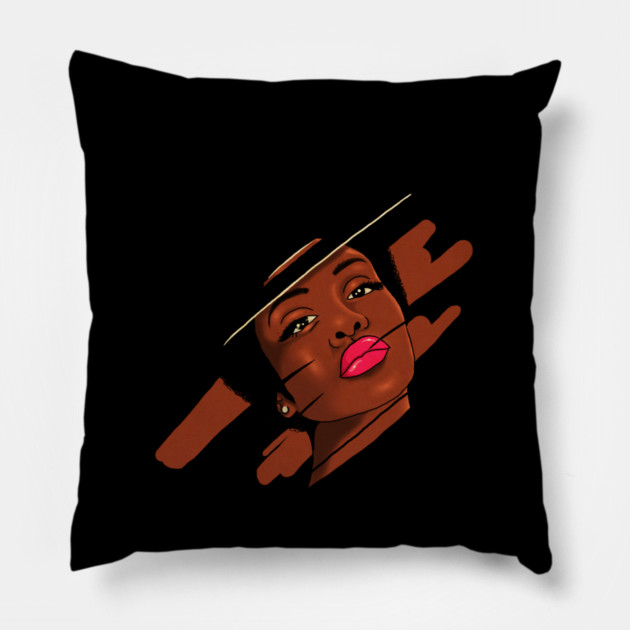 Beautiful Melanin, Afro African Woman with a brushstroke Pillow by logiamerch