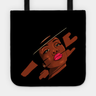Beautiful Melanin, Afro African Woman with a brushstroke Tote