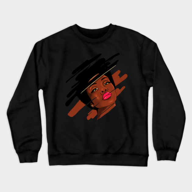 Beautiful Melanin, Afro African Woman with a brushstroke Crewneck Sweatshirt by logiamerch