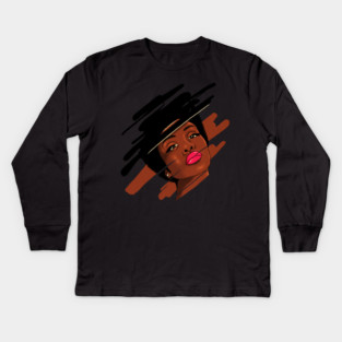 Beautiful Melanin, Afro African Woman with a brushstroke Kids Long Sleeve T-Shirt