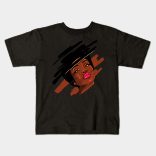 Beautiful Melanin, Afro African Woman with a brushstroke Kids T-Shirt