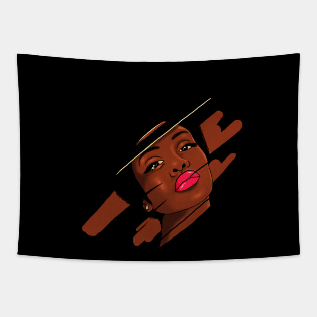 Beautiful Melanin, Afro African Woman with a brushstroke Tapestry by logiamerch