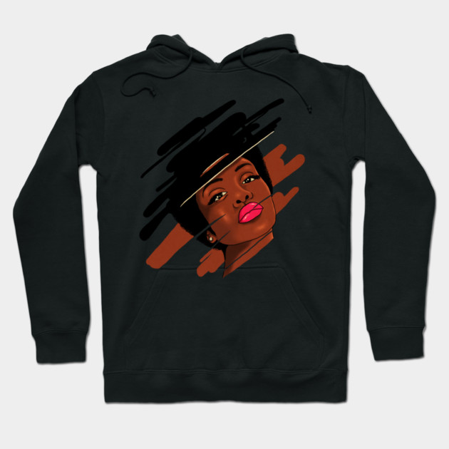Beautiful Melanin, Afro African Woman with a brushstroke Hoodie by logiamerch