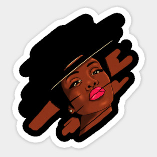 Beautiful Melanin, Afro African Woman with a brushstroke Sticker