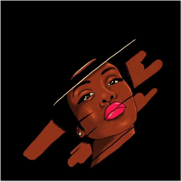 Beautiful Melanin, Afro African Woman with a brushstroke Wall Art by logiamerch