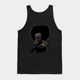Afro African with Tribal Mask, Black Pride Tank Top