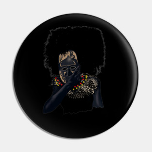 Afro African with Tribal Mask, Black Pride Pin