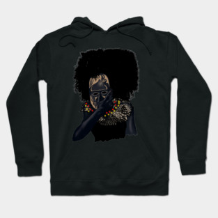 Afro African with Tribal Mask, Black Pride Hoodie