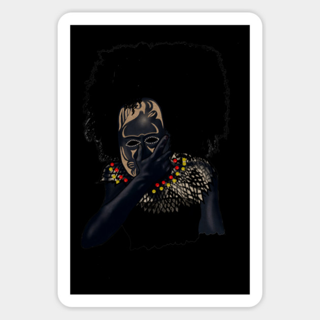 Afro African with Tribal Mask, Black Pride Magnet by logiamerch