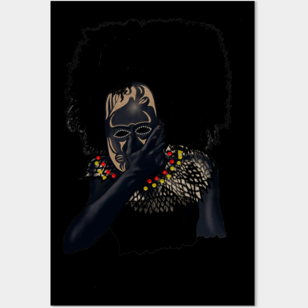 Afro African with Tribal Mask, Black Pride Wall Art by logiamerch