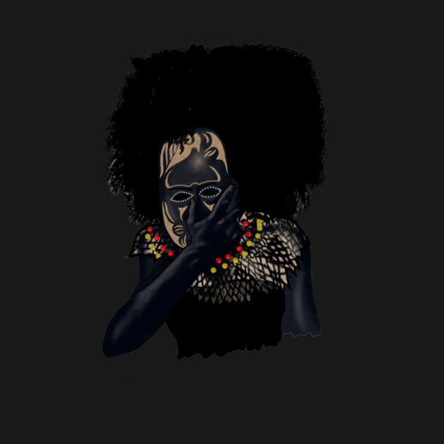 Afro African with Tribal Mask, Black Pride by logiamerch