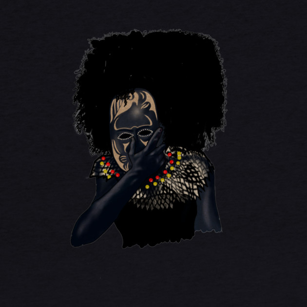 Afro African with Tribal Mask, Black Pride by logiamerch