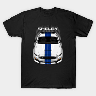 Ford Mustang Shelby GT350 2015 - 2020 - White - Blue Stripes T-Shirt